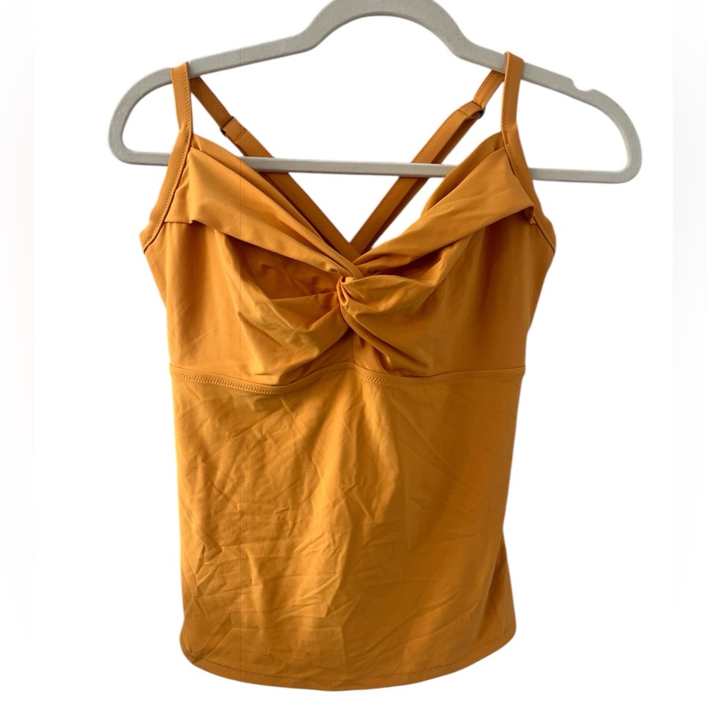 Athleta Twist-Up Tankini Swim Top in Mustard Yellow Size 36D/DD NWOT